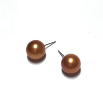 Load image into Gallery viewer, Bright Metallic Copper Ball Stud Earrings