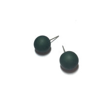 Load image into Gallery viewer, Dark Forest Green Matte Ball Stud Earrings