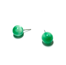 Load image into Gallery viewer, Kelly Green Moonglow Striped Ball Stud Earrings