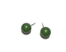 Load image into Gallery viewer, Dark Drab Green Ball Stud Earrings