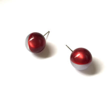 Load image into Gallery viewer, Grey and Red Harlequin Moonglow Ball Stud Earrings