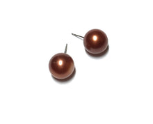 Load image into Gallery viewer, Dark Copper Metallic Ball Stud Earrings