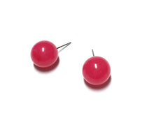 Load image into Gallery viewer, Bright Fuchsia Marble Ball Stud Earrings