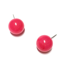 Load image into Gallery viewer, Bright Fuchsia Marble Ball Stud Earrings