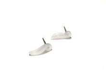 Load image into Gallery viewer, White Moonglow Tiny Quotation Stud Earrings