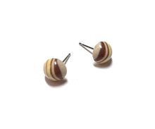Load image into Gallery viewer, Beige Striped Vintage Lucite Small Retro Button Stud Earrings