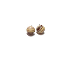 Load image into Gallery viewer, Beige Striped Vintage Lucite Small Retro Button Stud Earrings