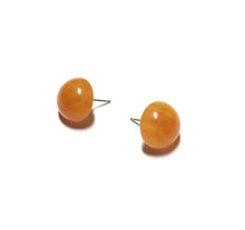 Load image into Gallery viewer, Amber Yellow Marbled Lucite Retro Button Stud Earrings