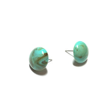 Load image into Gallery viewer, Turquoise Marbled Retro Button Stud Earrings - 14mm