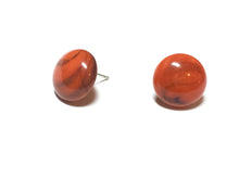 Load image into Gallery viewer, Coral Marbled Small Retro Button Stud Earrings - 14mm