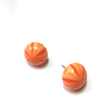 Load image into Gallery viewer, Orange Candy Stripe Retro Button Stud Earrings