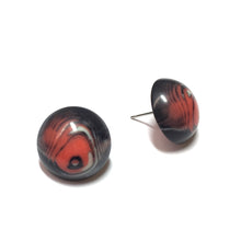 Load image into Gallery viewer, Black and Coral Agate Stripe Retro Button Stud Earrings