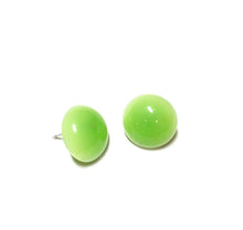 Load image into Gallery viewer, Lime Green Moonglow Retro Button Stud Earrings - AS IS