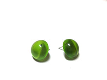 Load image into Gallery viewer, Kelly Green Transparent Retro Button Stud Earrings