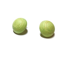 Load image into Gallery viewer, Chartreuse Matte Swirled Retro Button Stud Earrings