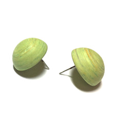 Load image into Gallery viewer, Chartreuse Matte Swirled Retro Button Stud Earrings