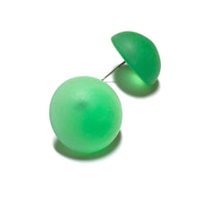 Load image into Gallery viewer, Kelly Green Frosted Retro Button Stud Earrings