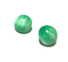 Load image into Gallery viewer, Kelly Green Marbled Striped Moonglow Retro Button Stud Earrings