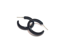 Load image into Gallery viewer, Black Shiny Moonglow Skinny Perfect Hoop Earrings