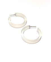 Load image into Gallery viewer, Clear Frosted Small Classic Hoop Earrings