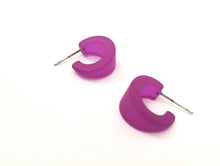 Load image into Gallery viewer, Violet Frosted Tiny Boom Hoop Earrings