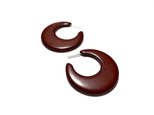 Load image into Gallery viewer, Brown Mod Go Go Lucite Hoop Earrings