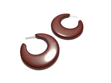 Load image into Gallery viewer, Brown Mod Go Go Lucite Hoop Earrings