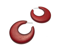 Load image into Gallery viewer, Cherry Red Frosted Mod Go Go Hoop Earrings