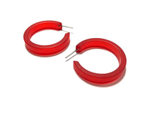 Load image into Gallery viewer, Cherry Red Frosted Small Classic Hoop Earrings