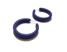 Load image into Gallery viewer, Navy Blue Matte Small Classic Hoop Earrings
