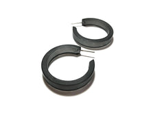 Load image into Gallery viewer, Charcoal Grey Frosted Small Classic Hoop Earrings
