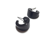 Load image into Gallery viewer, Black Shiny Tiny Boom Hoop Earrings