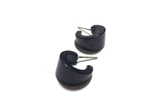 Load image into Gallery viewer, Black Shiny Tiny Boom Hoop Earrings
