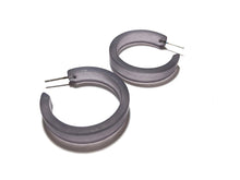 Load image into Gallery viewer, Silver Grey Frosted Small Classic Hoop Earrings