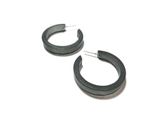 Load image into Gallery viewer, Charcoal Grey Frosted Small Classic Hoop Earrings