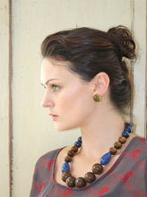 Load image into Gallery viewer, Olive Green Moonglow Retro Button Stud Earrings
