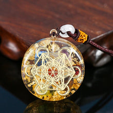 Load image into Gallery viewer, Orgonite Metatron 7 Chakra Energy Necklace. EmF Protection.