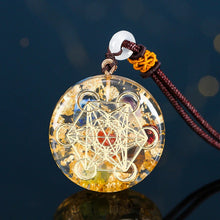 Load image into Gallery viewer, Orgonite Metatron 7 Chakra Energy Necklace. EmF Protection.