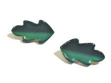 Load image into Gallery viewer, Forest Green Moonglow Oak Leaf Stud Earrings