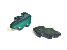 Load image into Gallery viewer, Forest Green Moonglow Oak Leaf Stud Earrings