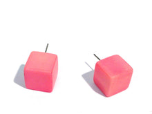 Load image into Gallery viewer, Rose Pink Jumbo Cube Stud Earrings