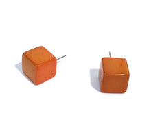Load image into Gallery viewer, Cinnamon Brown Jumbo Cube Stud Earrings