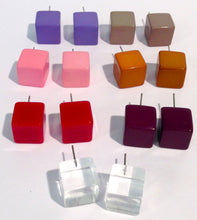 Load image into Gallery viewer, Cinnamon Brown Jumbo Cube Stud Earrings