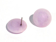 Load image into Gallery viewer, Lavender Matte Marbled Disc Stud Earrings