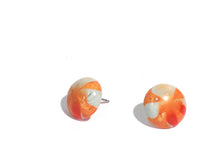 Load image into Gallery viewer, Orange and Grey Sunburst Retro Button Stud Earrings