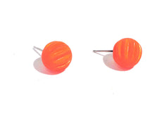 Load image into Gallery viewer, Orange Matte Corrugated Ball Stud Earrings