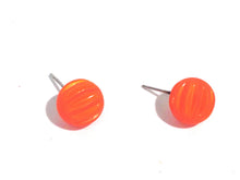 Load image into Gallery viewer, Orange Matte Corrugated Ball Stud Earrings