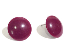 Load image into Gallery viewer, Plum Purple Disc Stud Earrings
