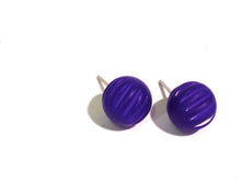 Load image into Gallery viewer, Cobalt Blue Matte Corrugated Ball Stud Earrings