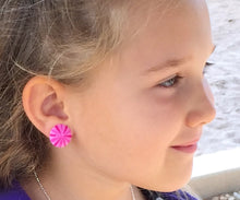 Load image into Gallery viewer, Purple Firework Lucite Disc Stud Earrings
